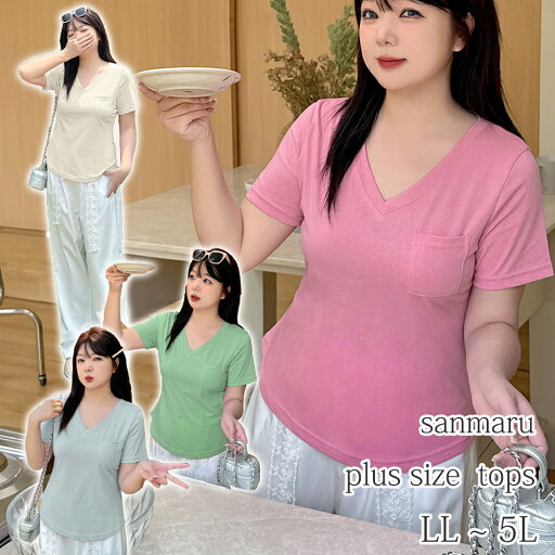 大きいサイズ レディース Tシャツ トップス 半袖 Vネック ウエストシェイプ コンパクトシルエット シンプル 定番スタイル 左胸にパッチポケット ラウンドヘム ライトベージュ グリーン ピンク ブルー LL 3L 4L 5L【即納】 大きいサイズ レディース Tシャツ トップス 半袖 Vネック ウエストシェイプ コンパクトシルエット シンプル 定番スタイル 左胸にパッチポケット ラウンドヘム ライトベージュ グリーン ピンク ブルー LL 3L 4L 5L【即納】