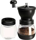 手挽きコーヒーミル 手動 ガラス本体 粗さ調節機能 コーヒー豆挽き器 水洗い可能