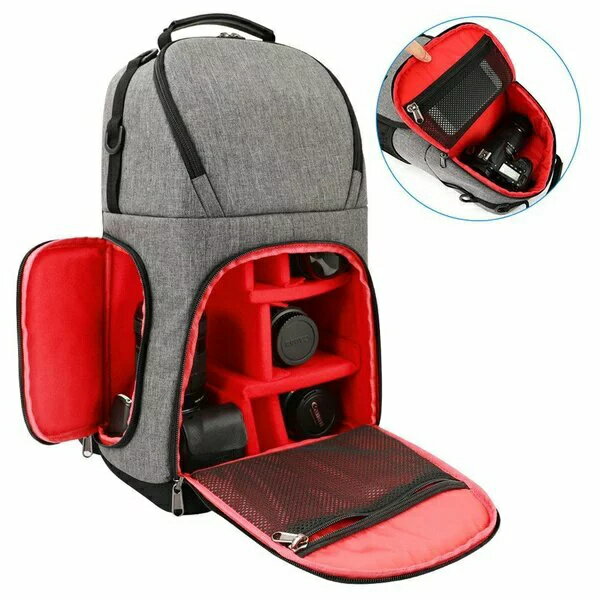 カメラバッグ ショルダーカメラバッグ スリングバッグ 一眼レフカメラバッグ デジタルカメラバッグ カメラリュック 18L 斜め掛けカメラケース 肩掛けカメラバッグ 2気室構造 撥水加工 三脚取り付け可 多機能 雨用カバー付き 男女兼用 アウトドア 旅行 撮影