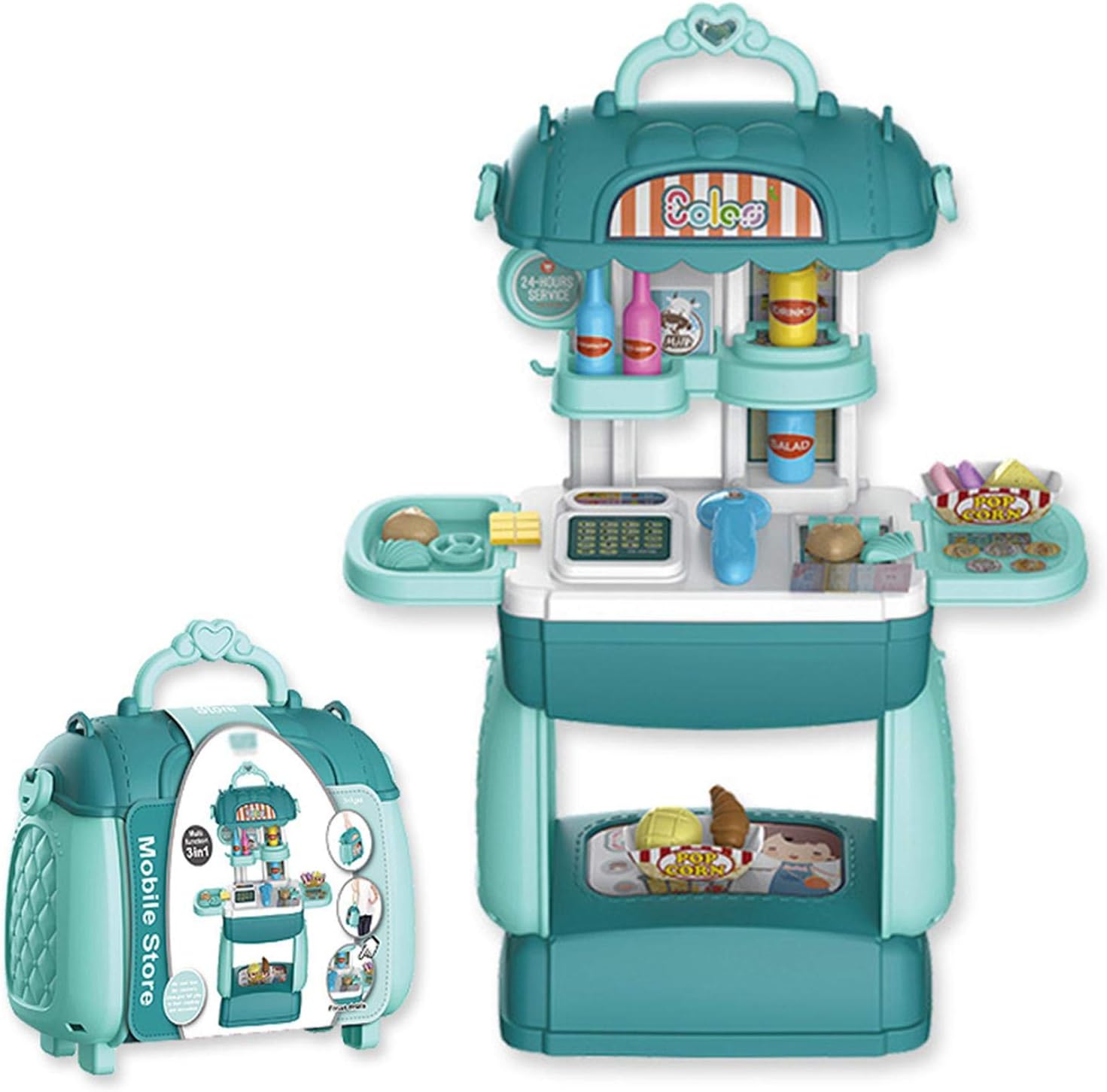 お店員さん お店屋さんごっこ おままごと おもちゃ 子供向け ごっこ遊び スーパーマーケット コンビニ お会計 ロールプレイ 安全 無毒 知育玩具 能力育成 男の子 女の子 軽量 携帯便利 ままごと遊び 収納ボックス+ツールテーブル 3歳以上お勧め