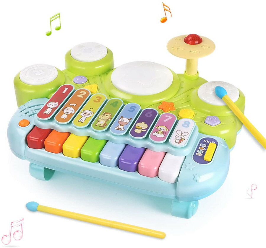 ドラム・パーカッション ドラム付き木琴 ピアノおもちゃ 太鼓おもちゃ 木琴おもちゃ ドウムギターおもちゃ 鉄琴おもちゃ もぐらたたさ 遊びいっぱい音楽おもちゃ子供用キーボート 多機能楽器クリスマスプレゼンド