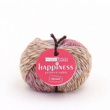 メイクメイク　ハピネス【オリムパス】自然にかすりと杢が切り替わり、簡単でおしゃれに編み上がります。