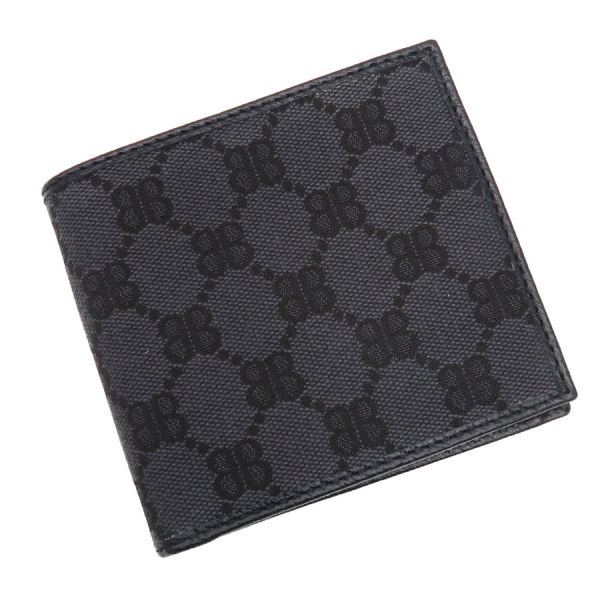 新品　箱付き　BALENCIAGA 折り財布　ロゴグラム　GUCCIコラボ　黒 BALENCIAGA|GUCCIコラボ ネオ クラシック ジップウォレット|【ハード