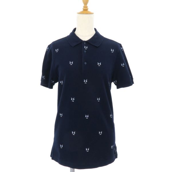 SS22 FENDI メンズ　ネイビー ホワイト　ポロシャツ 48 ポロシャツ コットン ホワイト | Fendi