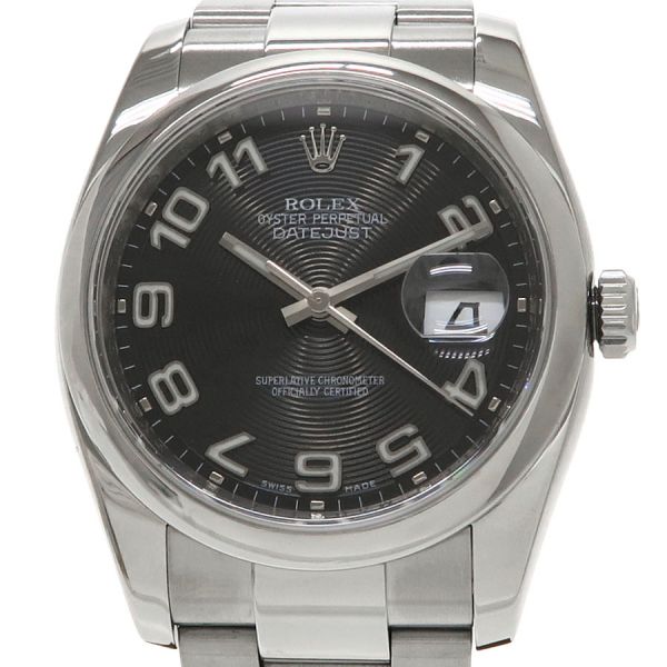 ロレックス デイトジャスト黒コンセントリックアラビア 36mm 116200 メンズ 腕時計【Aランク】【中古】
