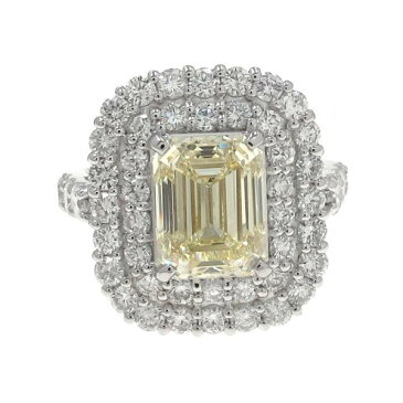 ダイヤリング/D3.02ct/エメラルドカット#12 【無料ギフトラッピング】【Aランク】【中古】