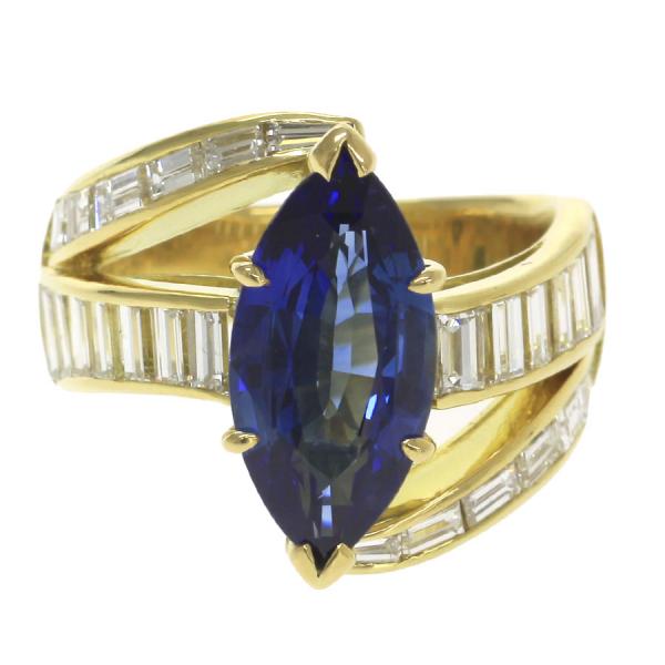 【中古】K18サファイアダイヤリン...