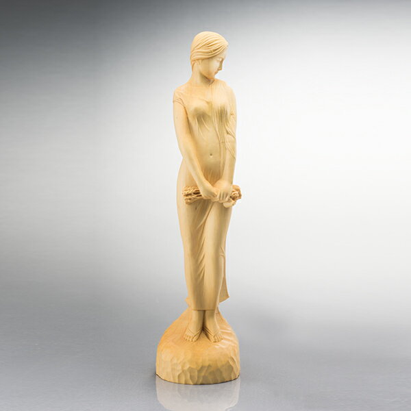 黄楊彫り ときめき - 葉偉混作、証明書付き