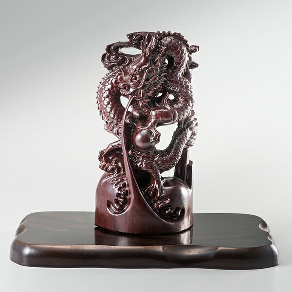 黒檀製 吉祥龍神如意宝珠