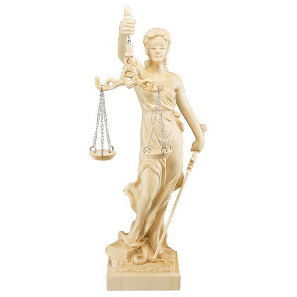 置物 オブジェ 木彫り 女神像 正義の女神 テミス像 葉偉混作 檜一杢彫り 証明書付き