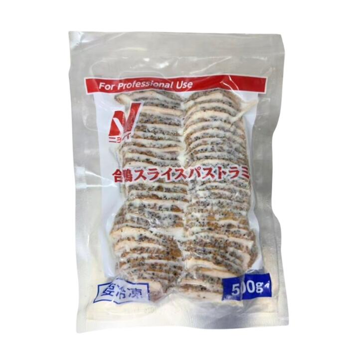 ニチレイ 合鴨スライスパストラミ 500g 冷凍 自然解凍 スモーク 鴨肉 スパイス 燻...