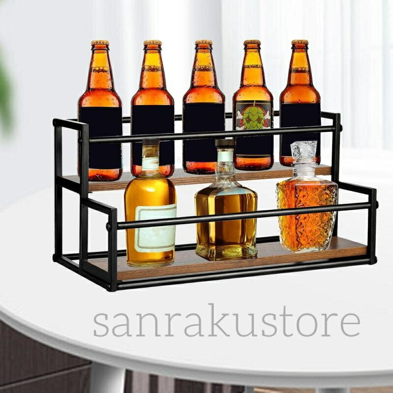 コーヒーシロップラックオーガナイザー スパイスラック 2段ディスプレイスタンド 調味料オーガナイザー..
