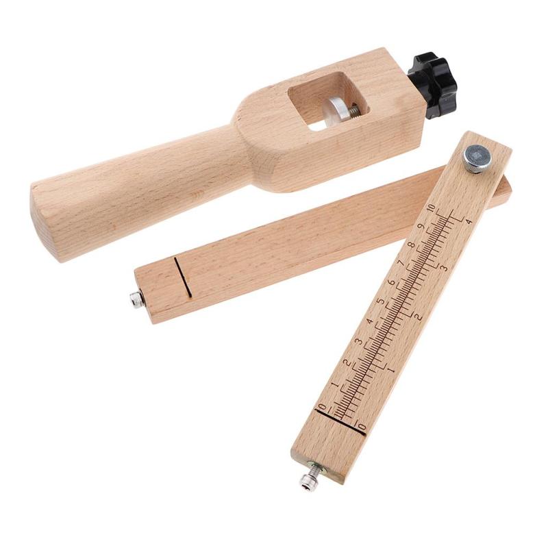 【送料無料】革工具 ストラップカッター 木製 革細工 ウッドクラフトストリップ レザーツール 4枚刃付..