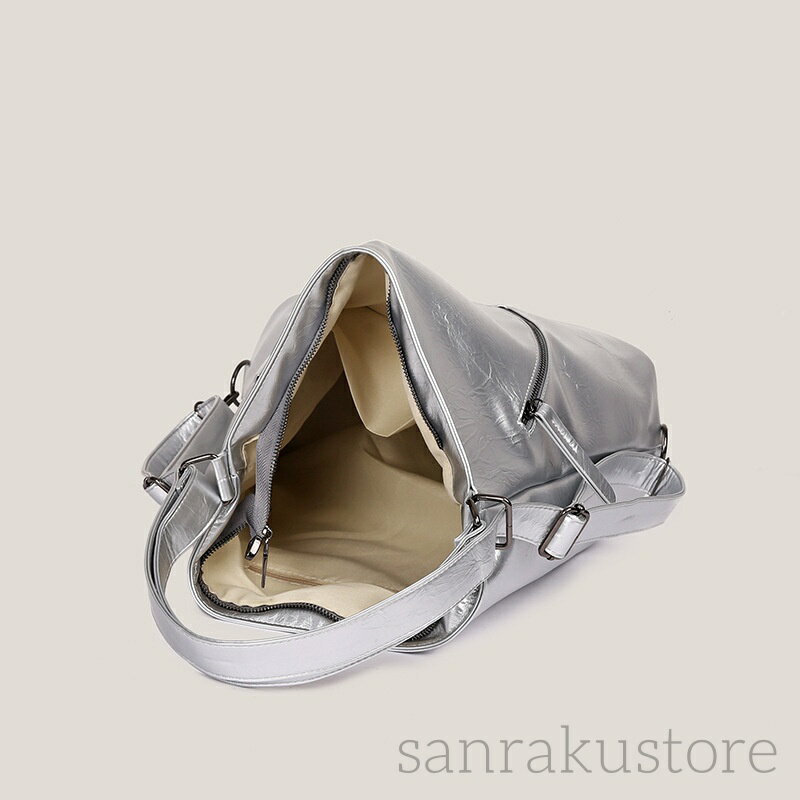 【送料無料】バッグレディース ショルダーバッグ トートバッグ リュック 2wayバッグ レディース 大容量 2way バッグ 肩掛け 柔らかい フェイクレザー 無地 通勤バッグ 仕事バッグ オフィス ファスナー付き カバン 通勤 通学 シンプル カジュアル 大人 シルバー ブラック 3