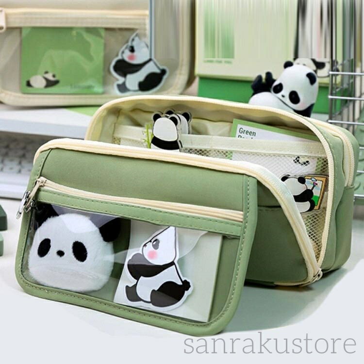 【送料無料】ペンケース おしゃれ 筆箱 パンダ柄 かわいい 大容量 多機能 ペンポーチ 文房具収納 シンプルデザイン 韓国風 中学生 高校生 女子 学生用 筆入れ 便利用品 スクールポーチ かわいい大人可愛い 文具セット プレゼント 学校用 事務用 10個セット sanrakustore-10007596 三楽ストア サンプル画像2