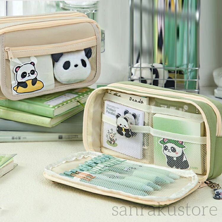 【送料無料】ペンケース おしゃれ 筆箱 パンダ柄 かわいい 大容量 多機能 ペンポーチ 文房具収納 シンプルデザイン 韓国風 中学生 高校生 女子 学生用 筆入れ 便利用品 スクールポーチ かわいい大人可愛い 文具セット プレゼント 学校用 事務用 10個セット sanrakustore-10007596 三楽ストア サンプル画像3