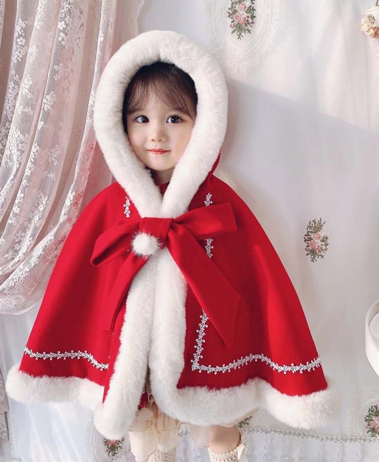 サンタ クリスマス ポンチョ マント 着ぐるみ 裏起毛 コスチューム ベービー服 女...