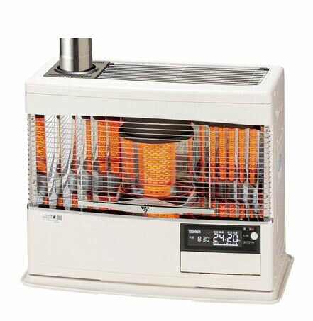 サンポット 煙突式輻射石油暖房機　KSH-7032KCC-W　暖房：木造18畳まで/コンクリート：29畳まで　カラー：ホワイト