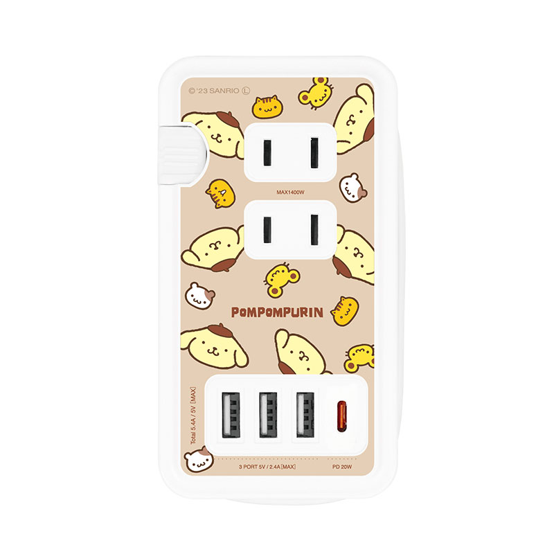 ポムポムプリン USB/USB Type-Cポート付きテーブルタップ