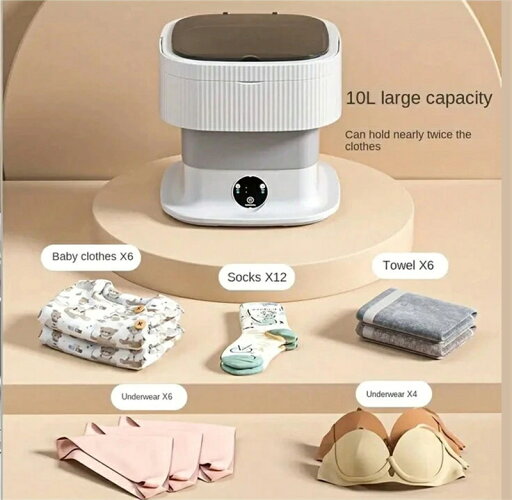 ミニ洗濯機 折り畳み 折りたたみ式 洗濯機 電動 軽量 10L 洗濯機 収納 自動洗濯&乾燥タイプ 小型洗濯機 全自動式 時間設定可能 洗浄 便利 バケツ型洗濯機 ポータブル