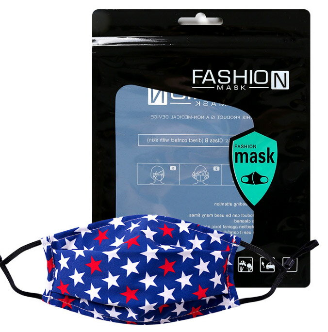 スターデザインマスク 星柄布マスク大人用