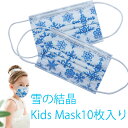雪の結晶デザイン 使い捨てマスク10枚入り キッズ 子供 幼児 不織布マスク10枚入り デコレーションマスク