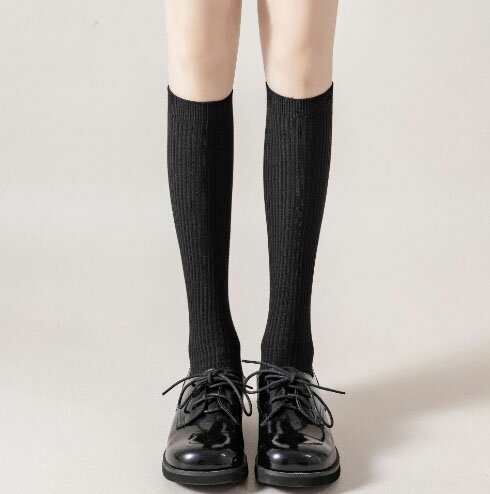 リブ編み ハイソックス ロングソックス 靴下 レディース ジュニア 22-25cm
