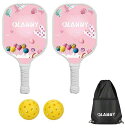 OLANNY ピックルボール パドルセット 2本 ボール2個 収納バッグ グラスファイバーラケット ピンク