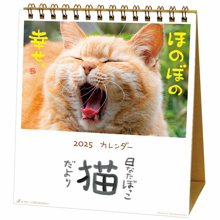 カレンダー 2025 卓上カレンダー 可愛い ネコ 日なたぼっこ 猫 だより 2025年 カレンダー