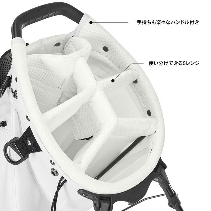 新入荷 ナイキ ゴルフバッグ メンズ NIKE GOLF SPORT LITE GB スポーツ キャディバッグ スタンド付き 5分割 ツーショルダー 軽量 セルフ 人気ブランド 9.5型