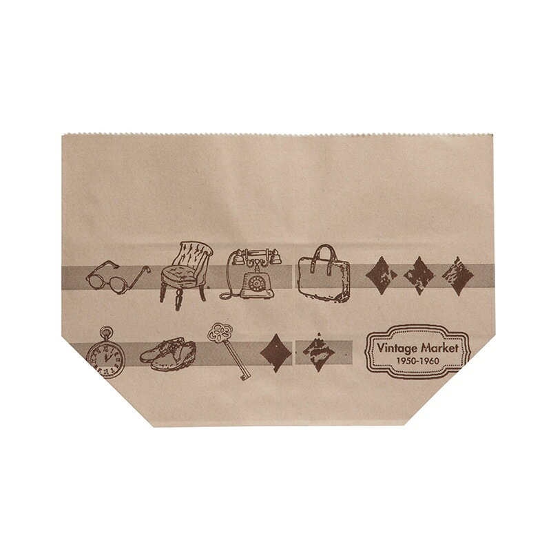 【業務用】【パン包材】大阪ポリエチレン販売　Vintage Market 亀甲袋 No.421（茶）　2037　215（マチ90）×145　1000枚入り