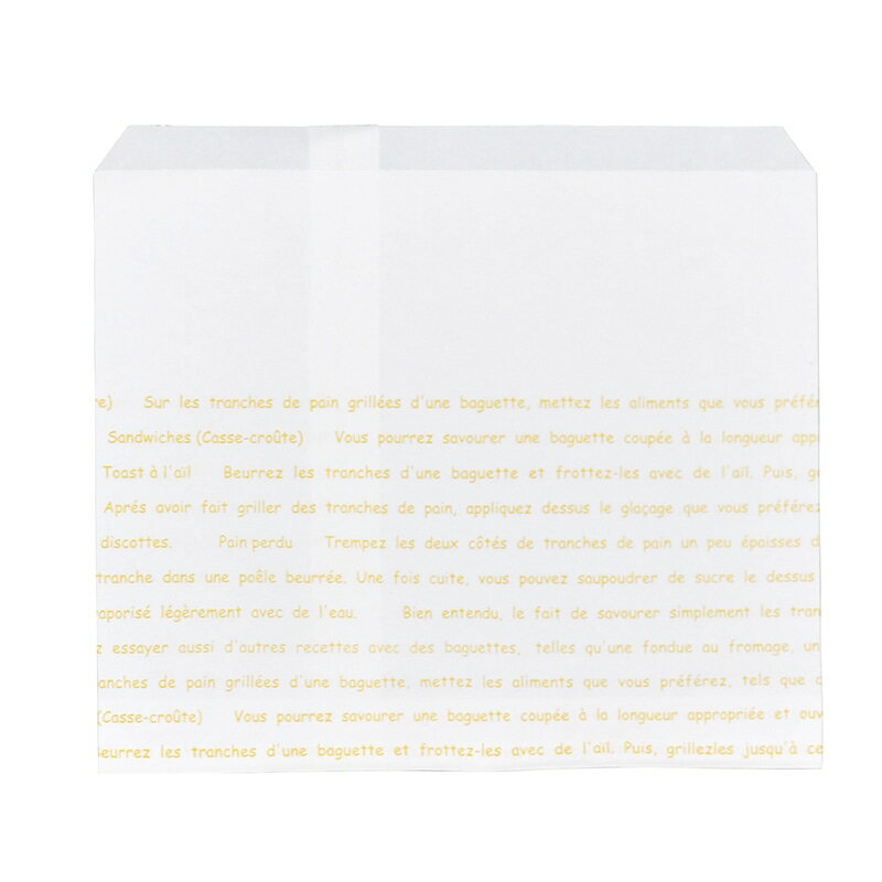 【業務用】【ケース販売】大阪ポリエチレン販売株式会社　No.180(大)レシピ柄耐油紙袋　6637　晒耐油紙　巾215×丈180+15mm　2000枚/ケース×4ケース　食品対応　パン用袋　お持ち帰り　テイクアウト