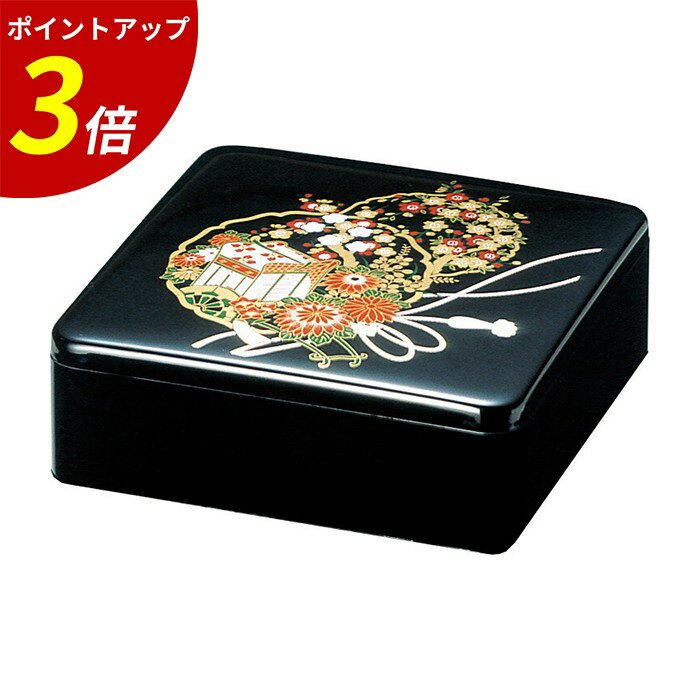 【P3倍★SALE期間限定】重箱 1段 ｜ 一段重 一段重箱 お重箱 お正月 正月 おせち おせち重 行楽重 オードブル お節 お花見 運動会 お祝い イベント ピクニック 行楽 遠足 漆塗り 漆器 業務用 日本製 ｜ 6.5寸重1段セット 黒花御所車（外寸19.6cm角 高さ7.5cm）福井クラフト