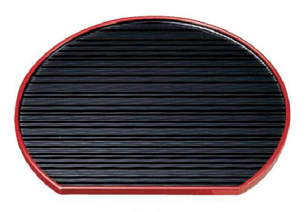 【代引不可】【ABS樹脂】乱引半月盆＜片面＞　黒渕天朱　尺2　360*319*11(mm)　商品番号：2-104-5