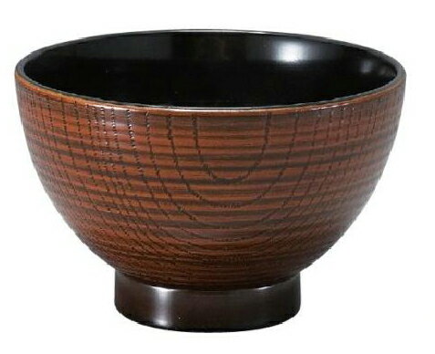 【代引不可】【耐熱ABS樹脂】φ119乱筋木目汁椀 栃内黒 2-212-8 φ119*H77(mm)
