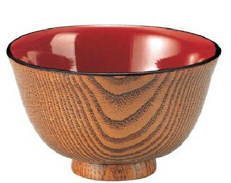 【代引不可】【木製】木製羽反小汁椀　摺り漆 内朱　2-214-2