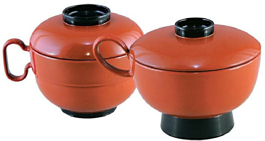 【耐熱ABS樹脂製】トッティー仙才椀　柿朱ツバ黒　内黒　（写真　右）　介護食器