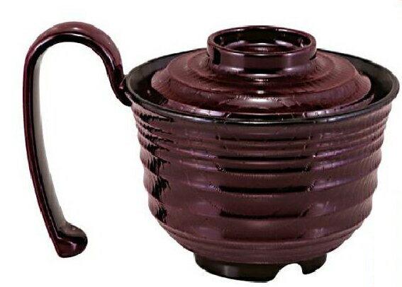 Japanese Soup Bowls - 【代引不可】【耐熱ABS樹脂】グリッピー椀　溜内黒　親・蓋　介護食器　2-221-7　137*101*H85(mm)