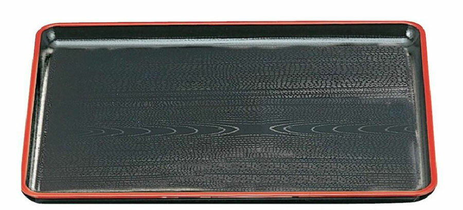 【代引不可】【ABS樹脂】新木目会席盆　黒天朱　尺1　330*240*20(mm)　商品番号：2-64-8