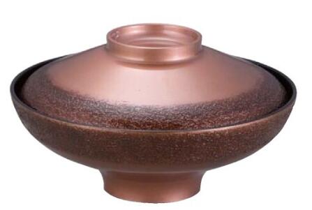 Cooked Food Bowls - 【代引不可】【木質】5寸富士型煮物椀　絞り墨入れ銅内黒　親・蓋 2-284-7　φ146*H83(mm)