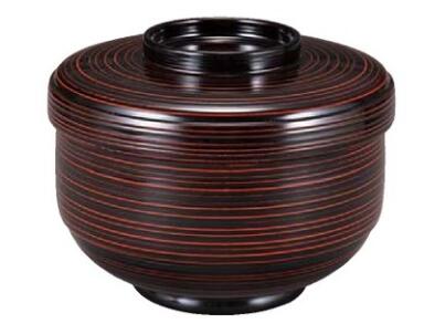 Rice Bowls - 【代引不可】【耐熱ABS樹脂】φ128乱筋飯器内朱　曙内朱　親・蓋　飯器　2-332-8　φ125*H95(mm)