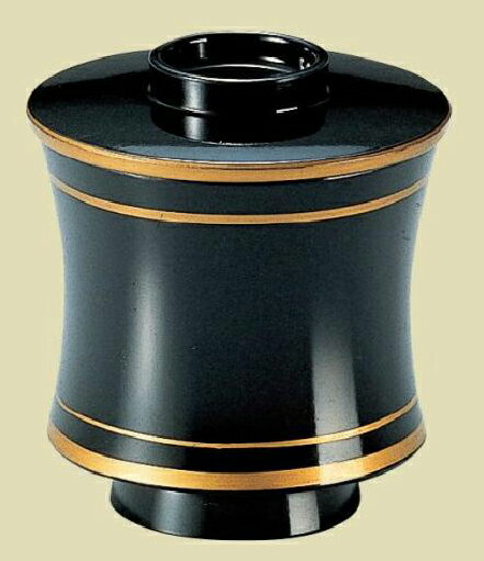 【代引不可】【熱硬化性樹脂製】箸洗椀　糸巻小吸物椀　黒金ヒモ内黒　親・蓋　2-232-1　φ72*H85(mm)