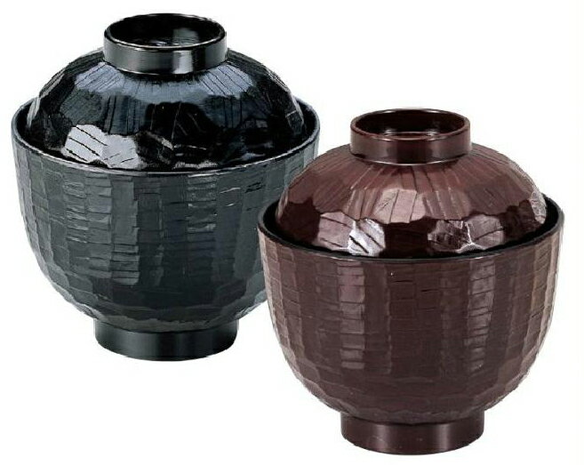 Without Lid - 【代引不可】【耐熱ABS樹脂】木彫小吸椀　総黒　親・蓋　写真左　2-236-3　φ93*H100(mm)