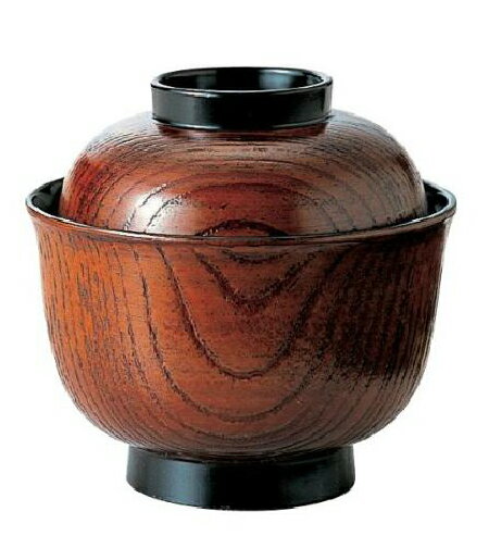 【代引不可】【耐熱ABS樹脂】姫木目小吸椀　栃内黒　親・蓋　2-237-12　φ100*H97(mm)