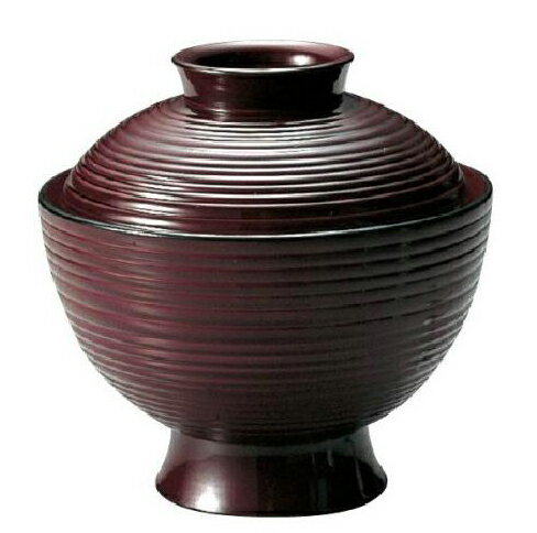 Japanese Soup Bowls - 【耐熱ABS樹脂】3.5寸　千筋小吸椀　溜内朱　親・蓋【代引不可】