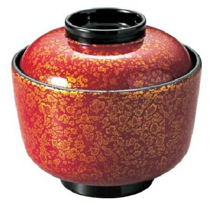 【代引不可】【耐熱ABs樹脂】忍小吸椀　朱津軽 内黒　親・蓋　2-241-2