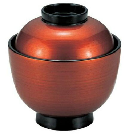 【代引不可】【耐熱ABS樹脂】一口小吸椀 茶金刷毛目内黒 親・蓋 2-242-8 φ93*H100(mm)