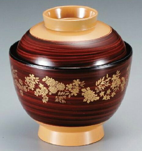 Japanese Soup Bowls - 【代引不可】【耐熱ABS樹脂】3.2寸玉子椀　四季折々内黒　親・蓋　2-246-3　φ96*H100(mm)
