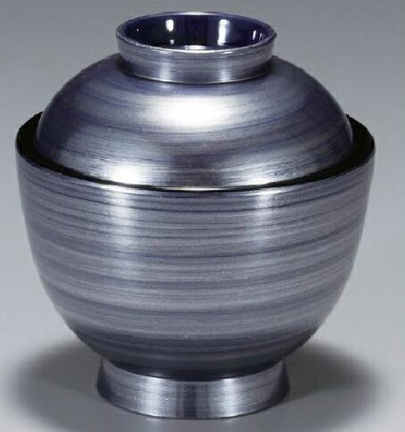 【代引不可】【耐熱ABS樹脂】3.2寸玉子椀　紫銀彩ロクロ内黒　親・蓋　2-246-7　φ96*H100(mm)