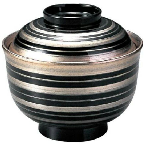 【代引不可】【耐熱ABS樹脂】都羽反小吸椀　銀独楽内黒　親・蓋 2-248-2　φ100*H96(mm)